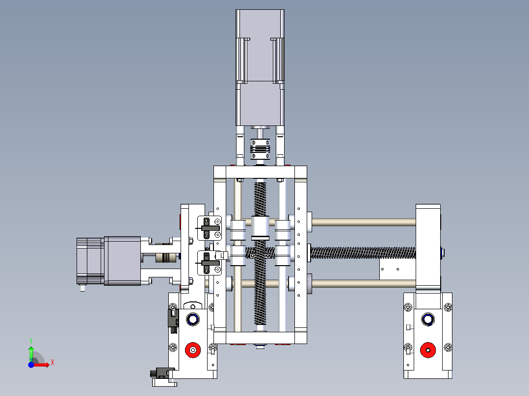 电机丝杠式三轴移动框架前视图