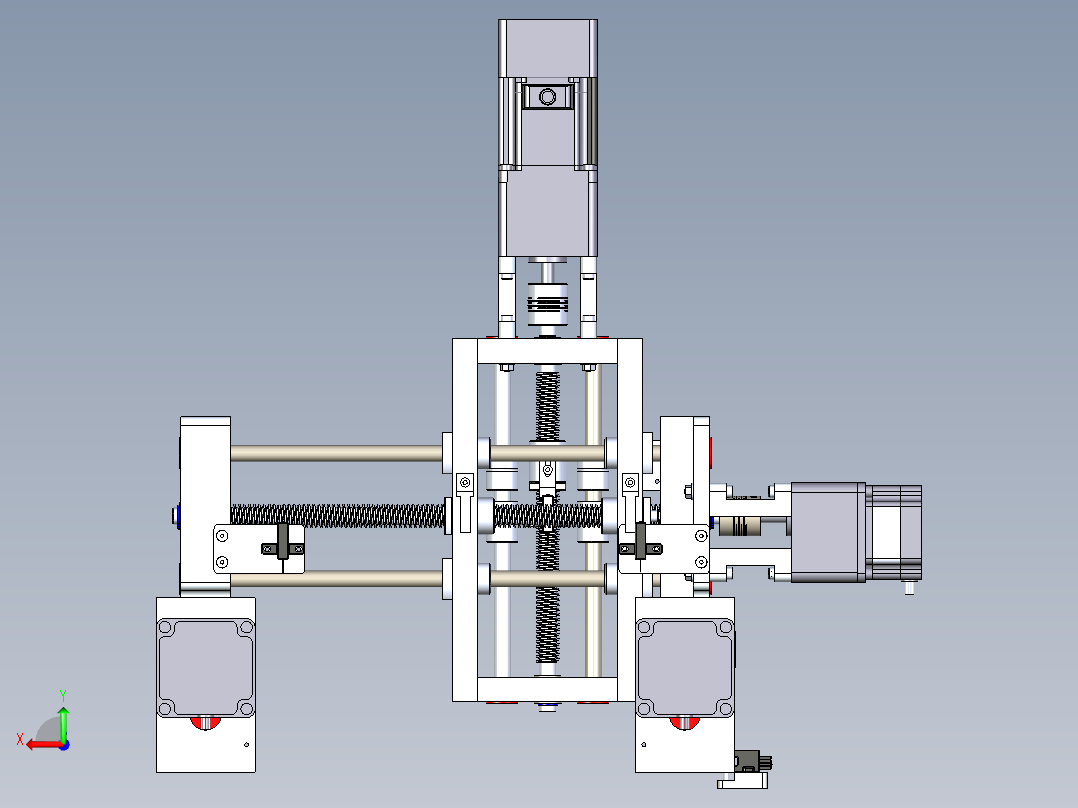 电机丝杠式三轴移动框架后视图
