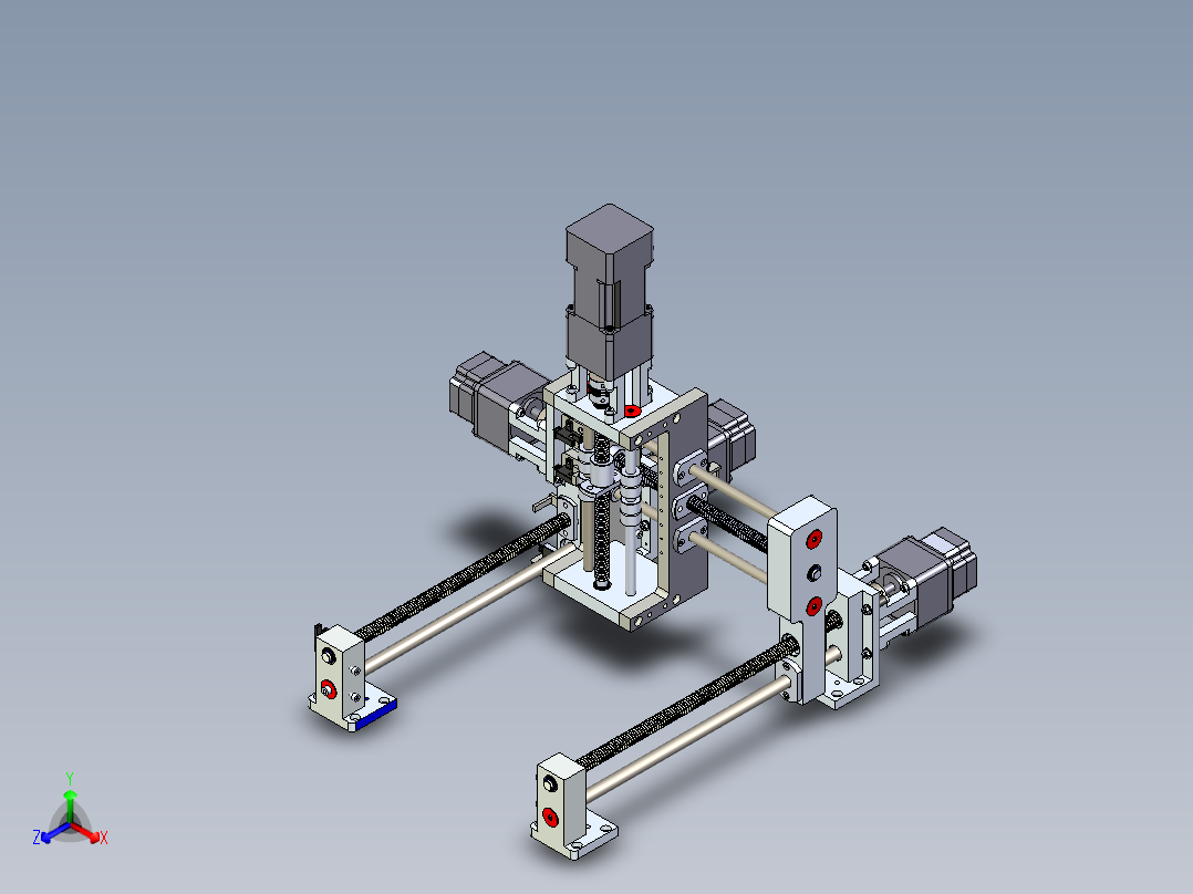 电机丝杠式三轴移动框架正等轴测图