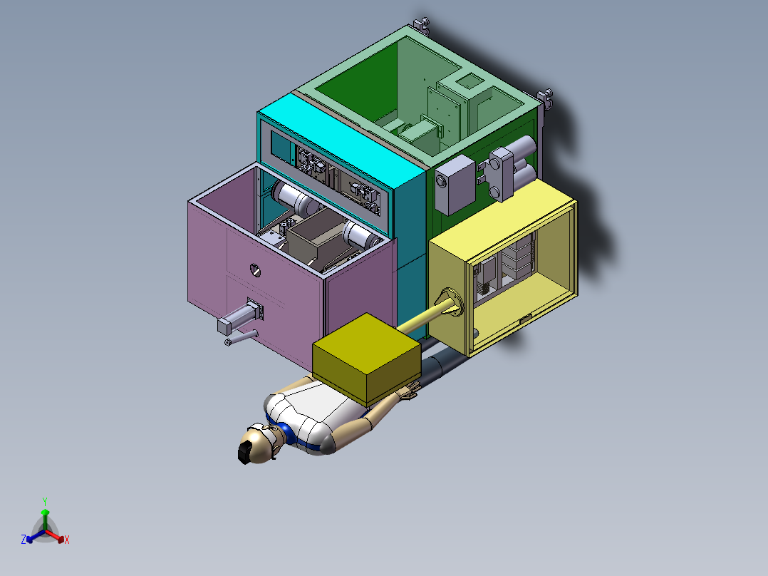 特殊齿轮加工制造一体机设备正等轴测图