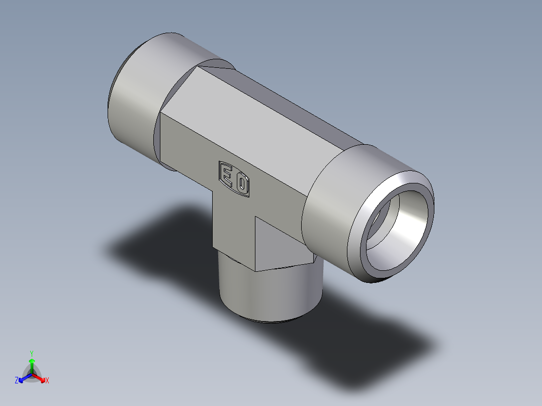 卡套式工业通用硬管接头EO_Male_stud_run_tee_TE12SRCFX正等轴测图