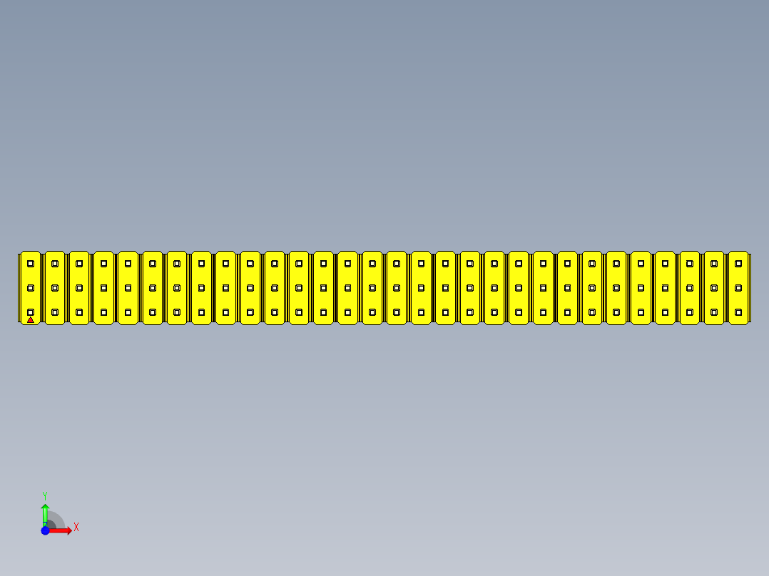 彩色公头100mil（2.54mm）系列-DS1021_yellow_3x30p_100mil_Type43_rev1.0前视图