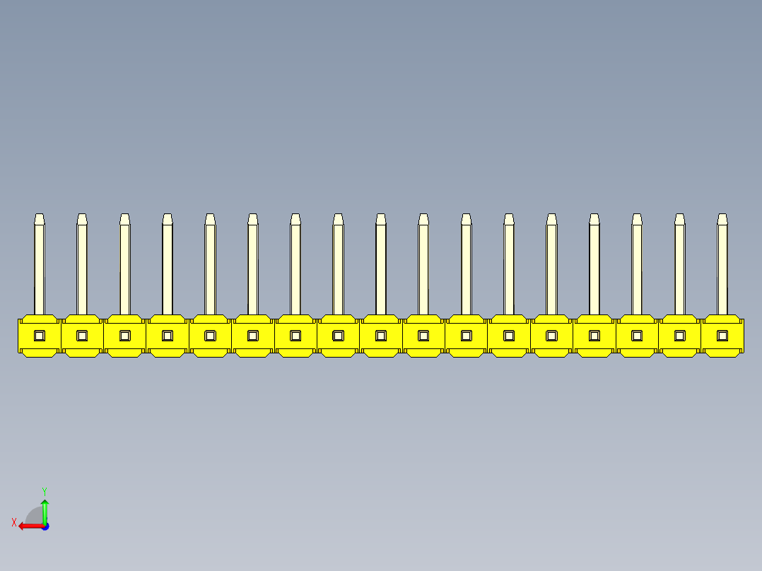 彩色公排针 100mil 2.54mm 系列-DS1022_yellow_17p_100mil_TypeU_rev1.0后视图