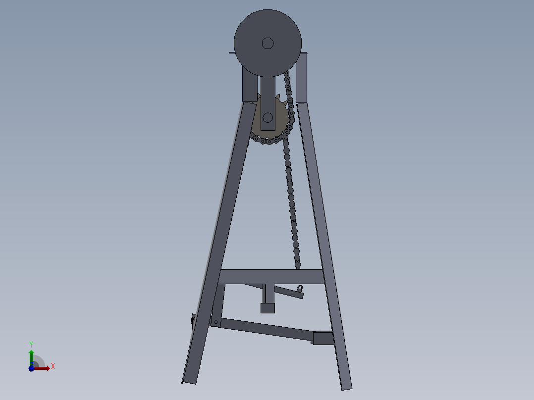 脚踏式磨床结构3D图纸 Solidworks设计前视图