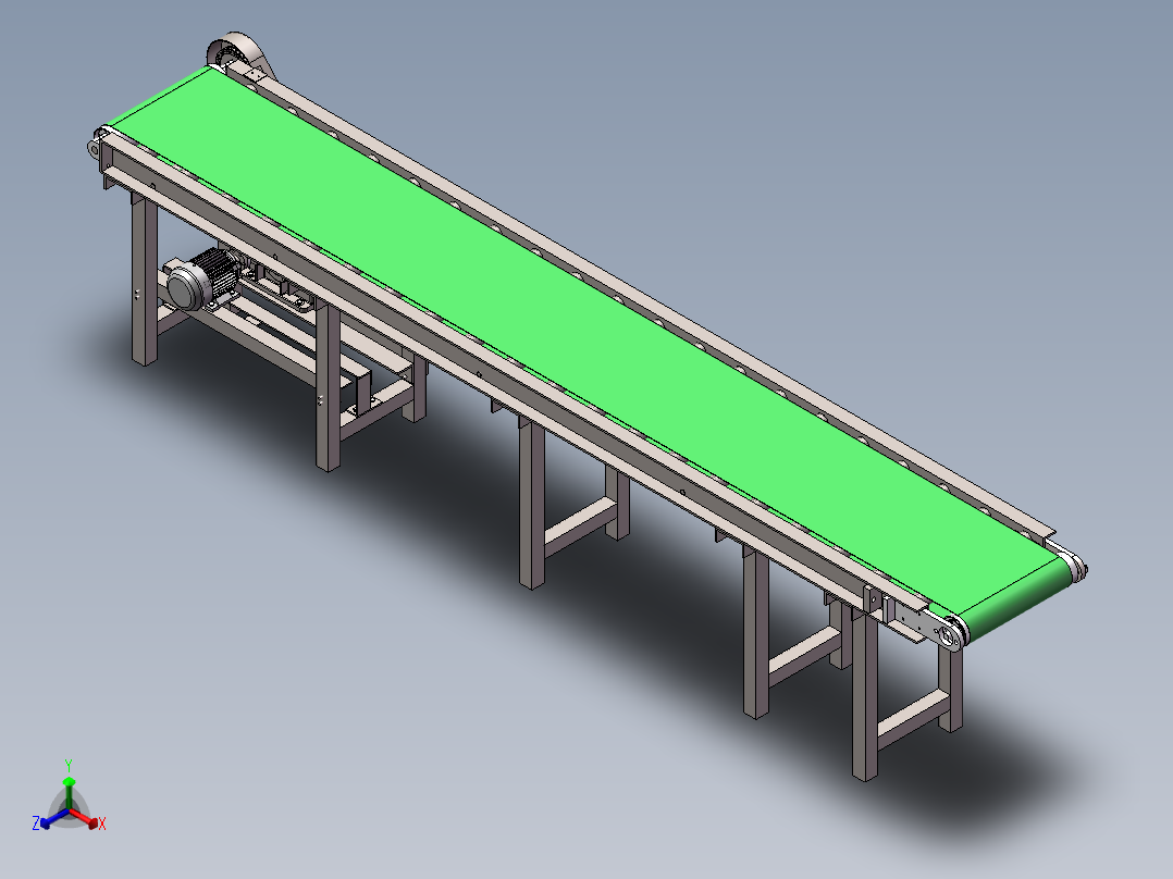 小型物流机械带式输送机三维图正等轴测图