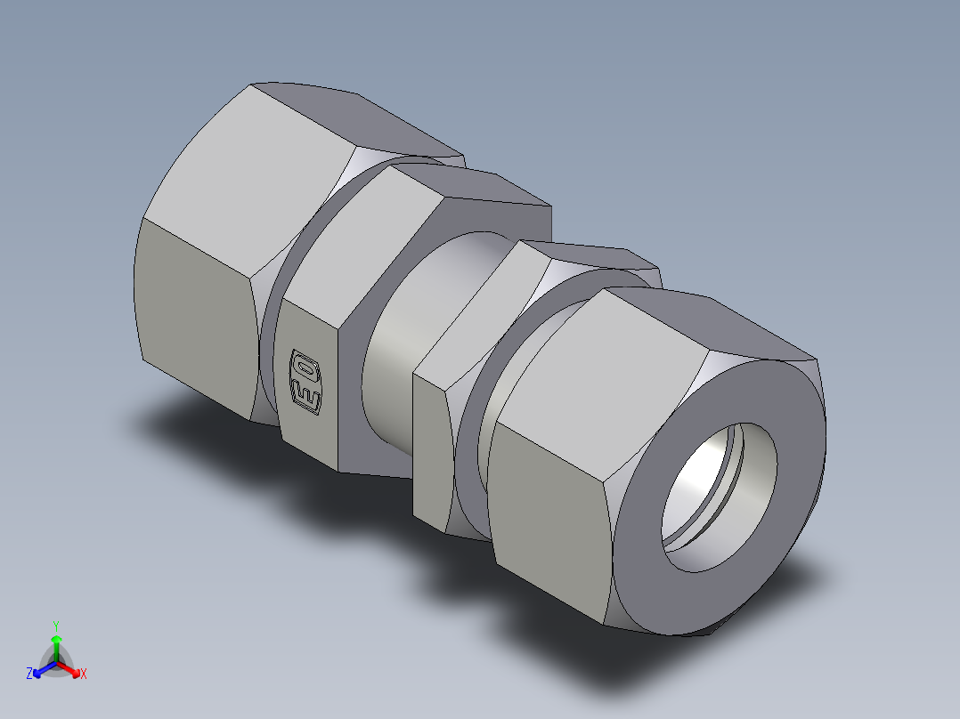 卡套式工业通用硬管接头EO_Bulkhead_union_SV25ZSCF正等轴测图