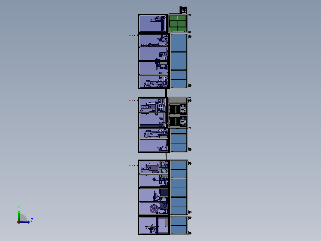自动化医疗组装设备（下料打码打标装箱等）sw18可编辑左视图