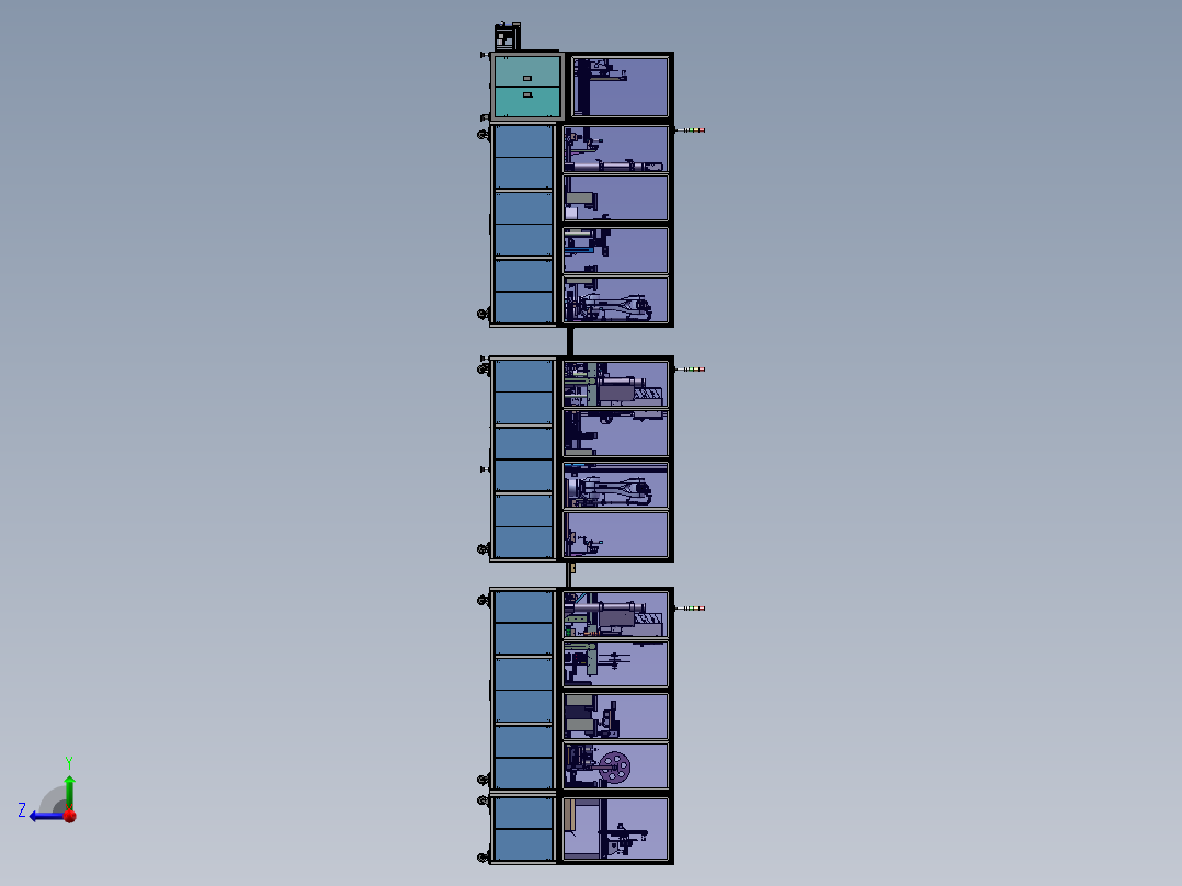 自动化医疗组装设备（下料打码打标装箱等）sw18可编辑右视图
