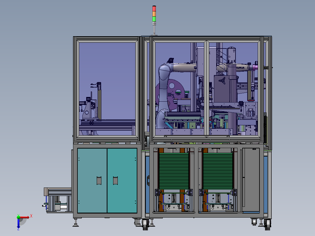 自动化医疗组装设备（下料打码打标装箱等）sw18可编辑俯视图