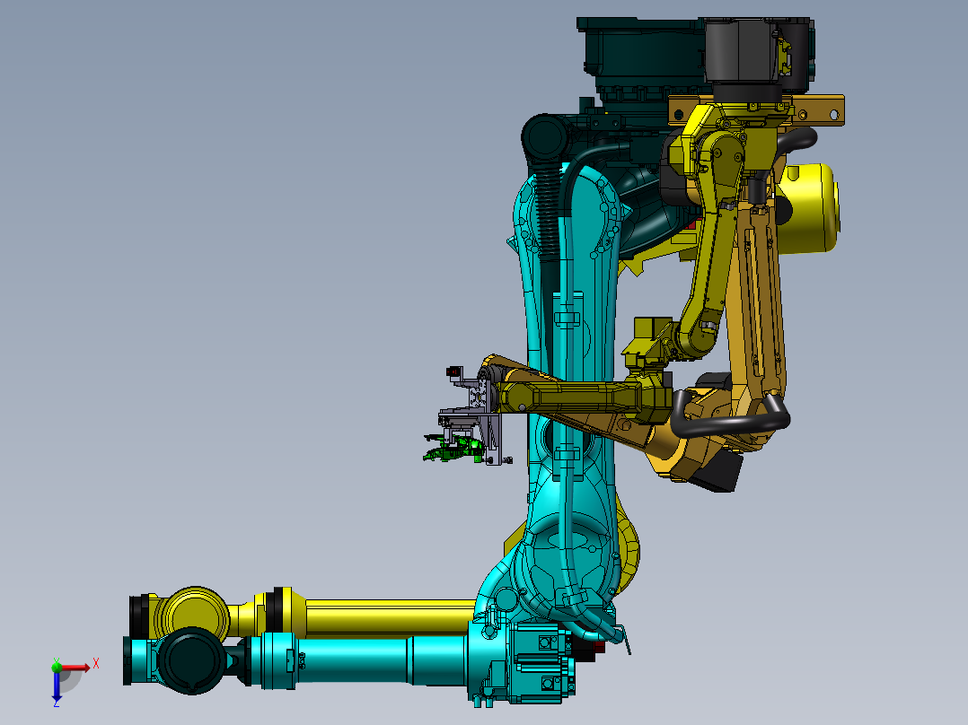 安川、ABB等4款六轴机械手外形图纸 solidworks设计俯视图
