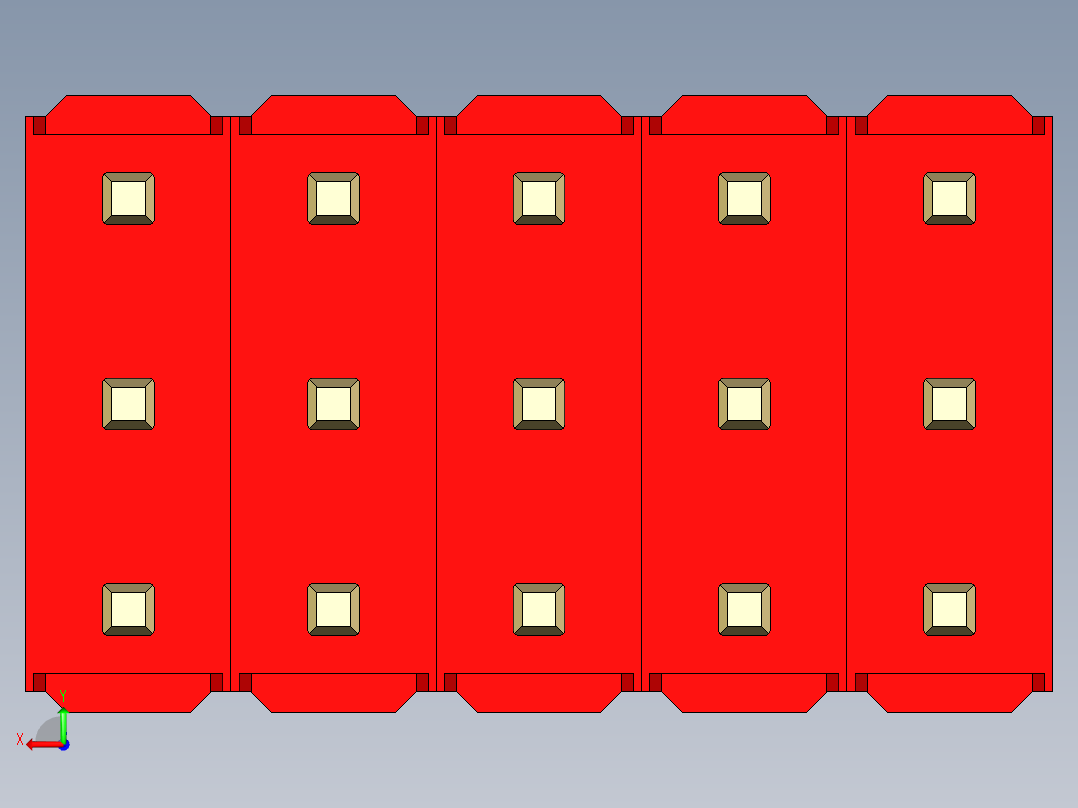 彩色公头100mil（2.54mm）系列-DS1021_red_3x05p_100mil_Type43_rev1.0后视图