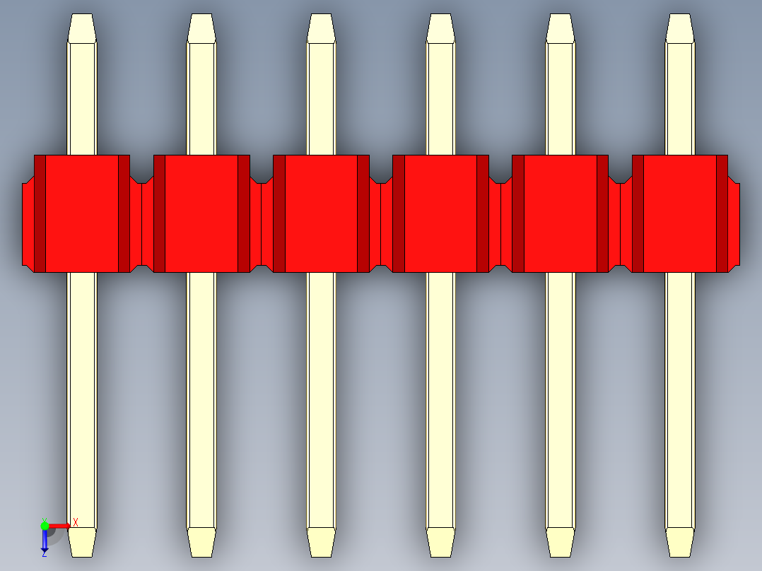 彩色公头100mil（2.54mm）系列-DS1021_red_2x06p_100mil_Type1_rev1.0俯视图