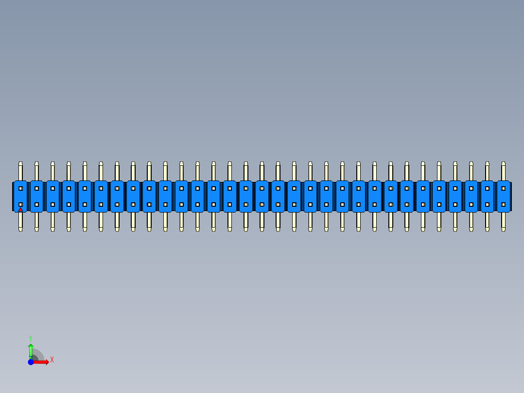 彩色公排针 100mil 2.54mm 系列-DS1022_blue_62p_100mil_TypeSMT_rev1.0前视图