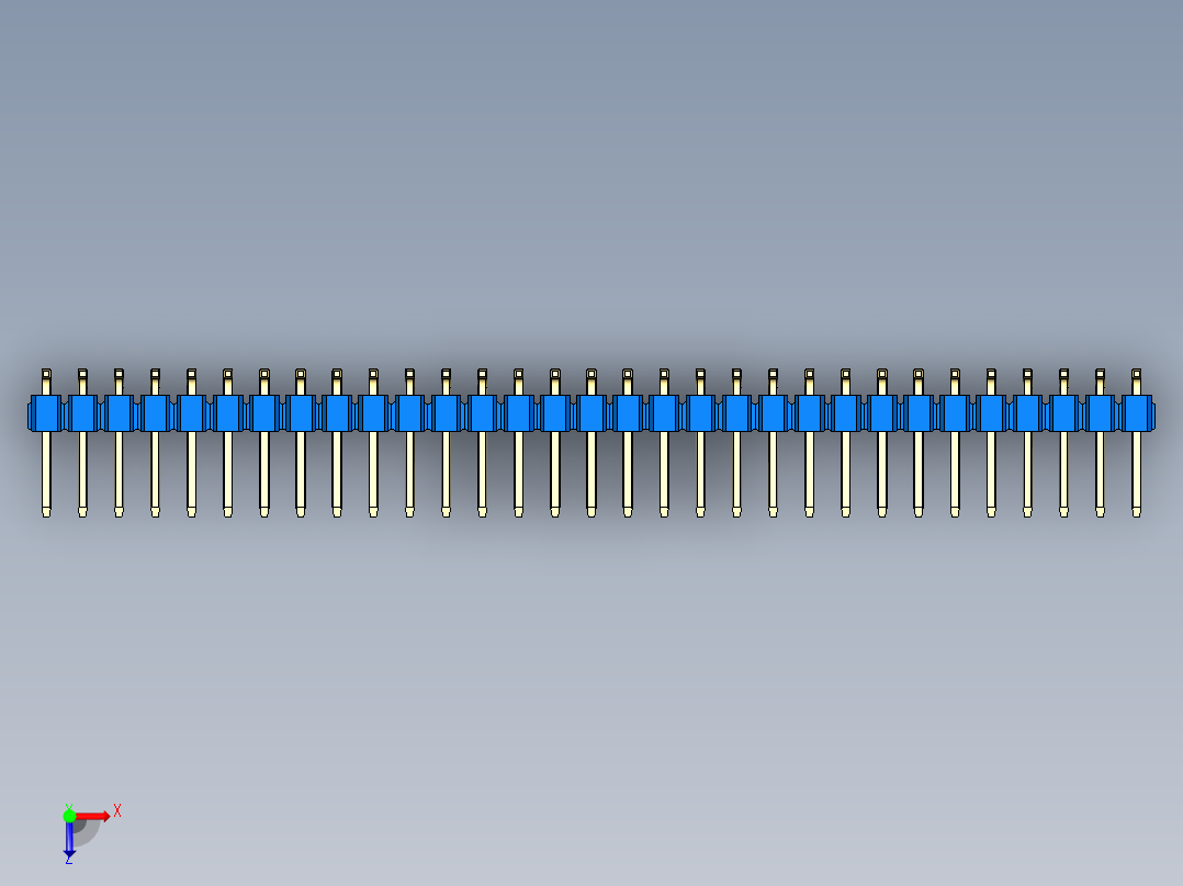 彩色公排针 100mil 2.54mm 系列-DS1022_blue_62p_100mil_TypeSMT_rev1.0俯视图