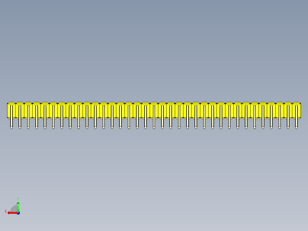 彩色公排针 100mil 2.54mm 系列-DS1022_yellow_2x35p_100mil_TypeD_rev1.0后视图