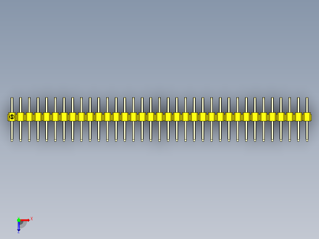 彩色公排针 100mil 2.54mm 系列-DS1022_yellow_2x35p_100mil_TypeD_rev1.0俯视图