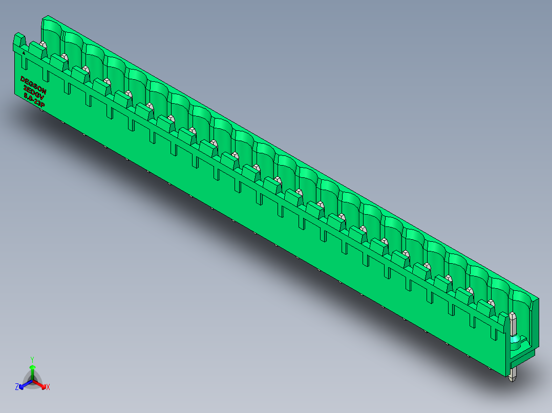 DEGSON 2EDG 系列 5.0mm 可插拔接线端子组-2EDGV-5.0-23P-14-00AH正等轴测图