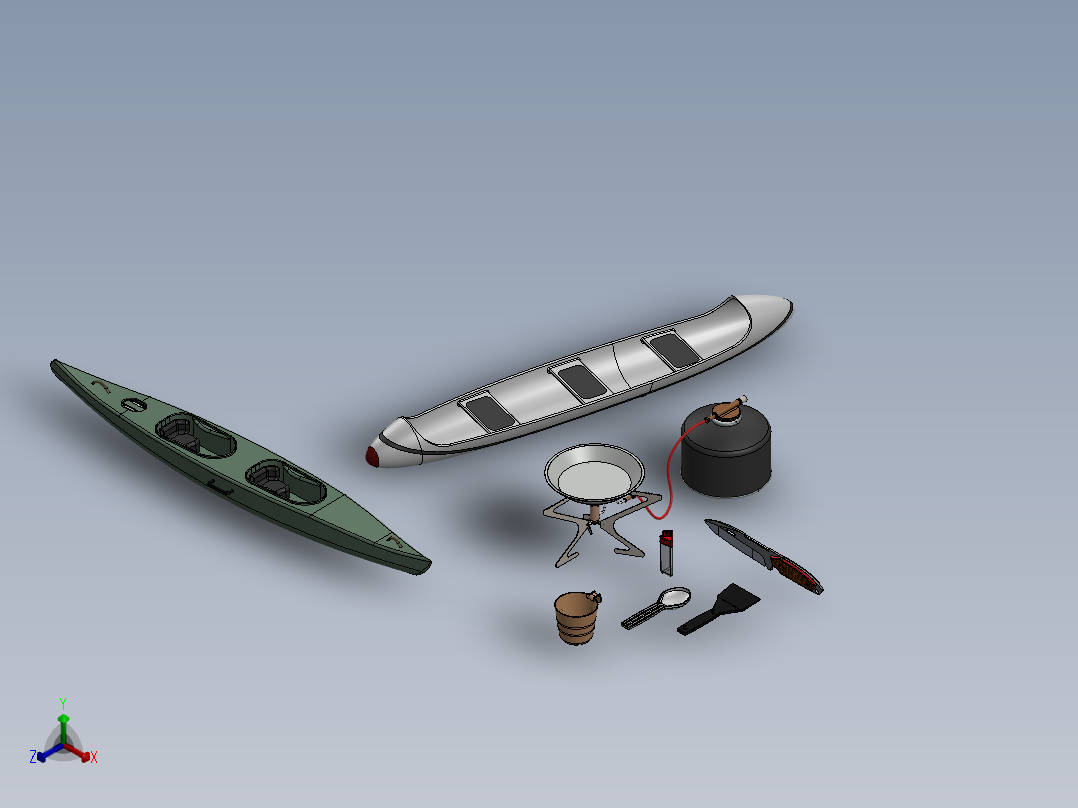 野营工具正等轴测图