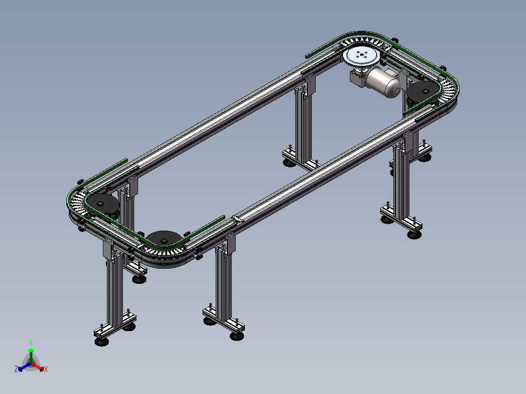 环形柔性链输送机sw16可编辑正等轴测图