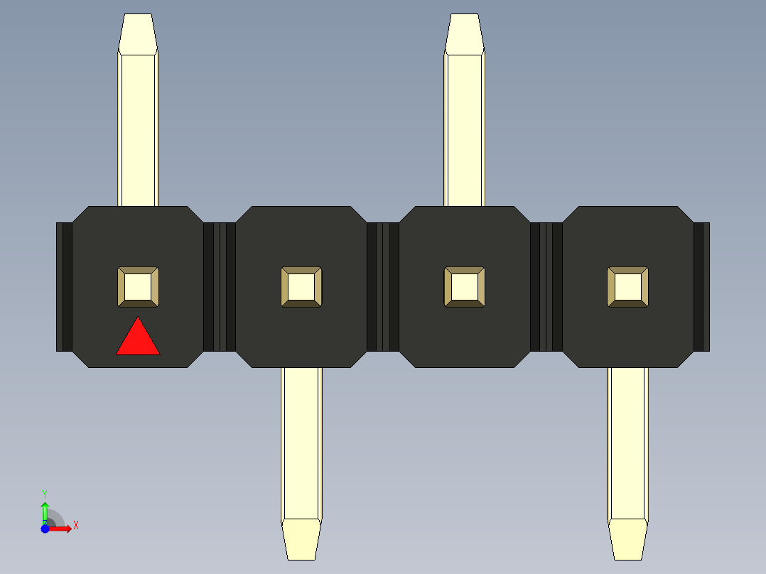 彩色公排针 100mil 2.54mm 系列-DS1022_black_04p_100mil_Type_SMT_R1_rev1.0前视图