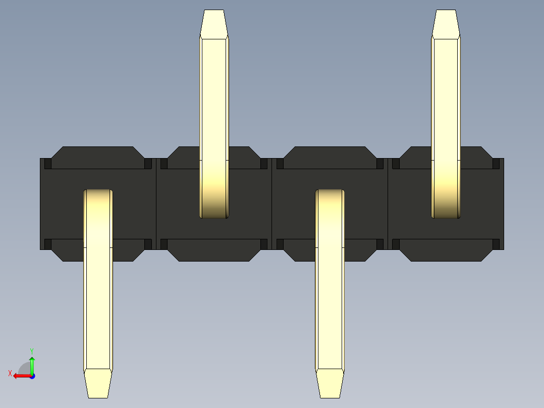 彩色公排针 100mil 2.54mm 系列-DS1022_black_04p_100mil_Type_SMT_R1_rev1.0后视图