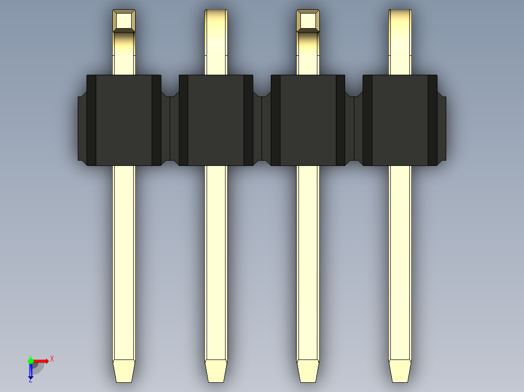 彩色公排针 100mil 2.54mm 系列-DS1022_black_04p_100mil_Type_SMT_R1_rev1.0俯视图
