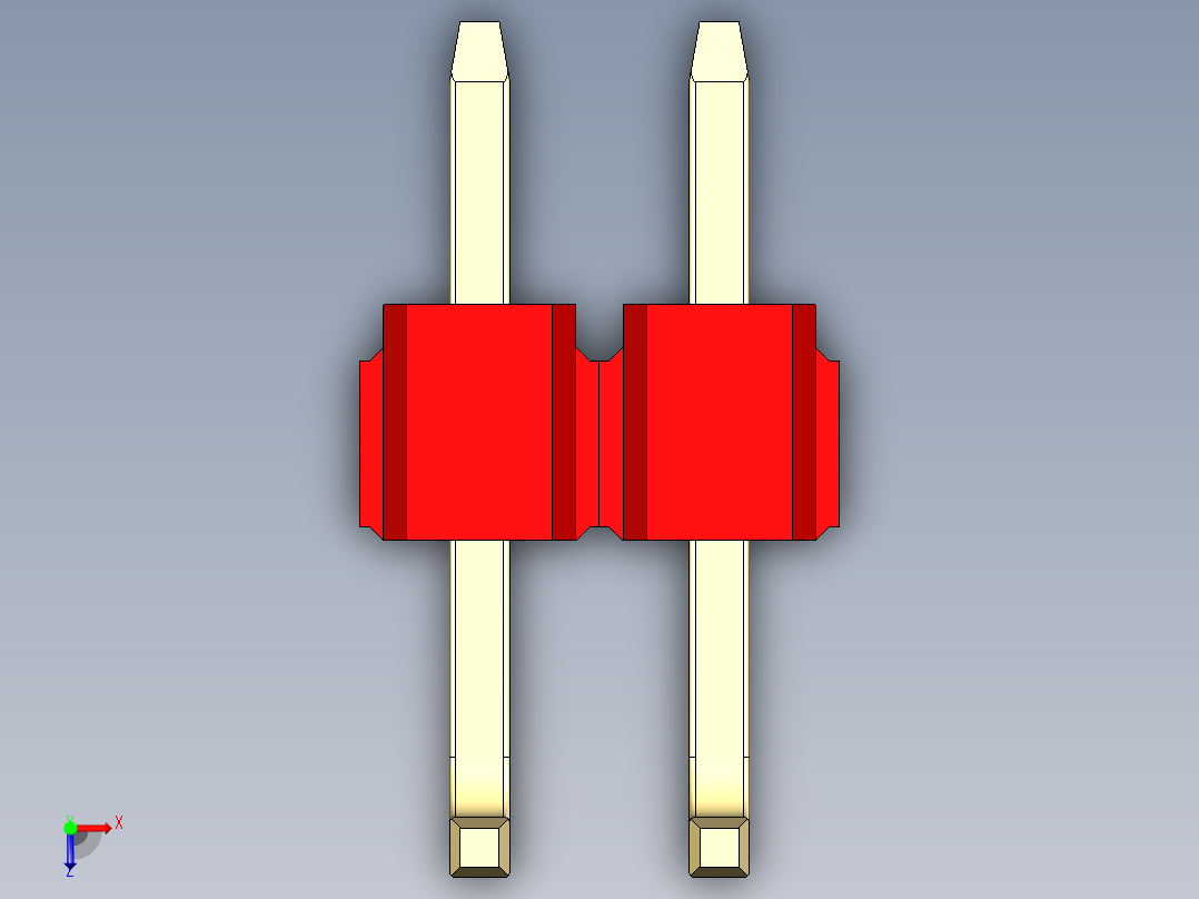 彩色公排针 100mil 2.54mm 系列-DS1022_red_02p_100mil_TypeU_rev1.0俯视图