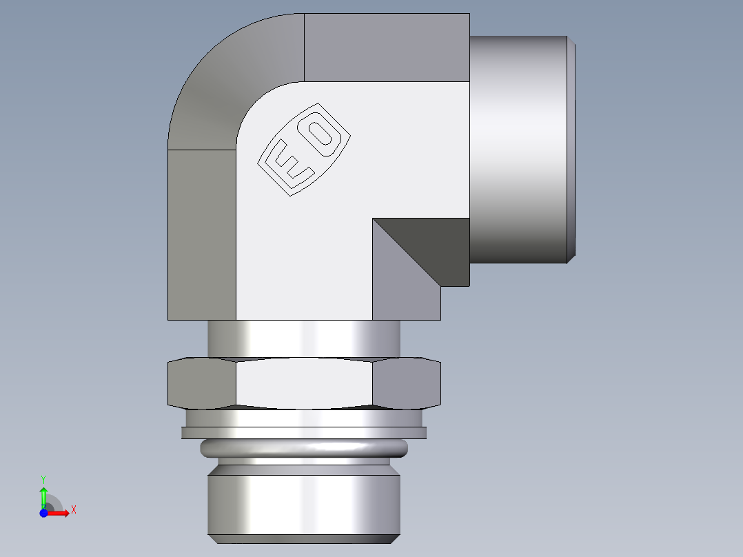 卡套式工业通用硬管接头EO_Adjustable_Locknut_elbow_WEE18LMOROMDCF前视图