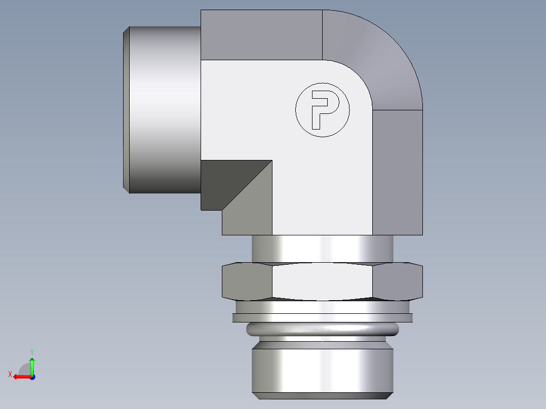 卡套式工业通用硬管接头EO_Adjustable_Locknut_elbow_WEE18LMOROMDCF后视图