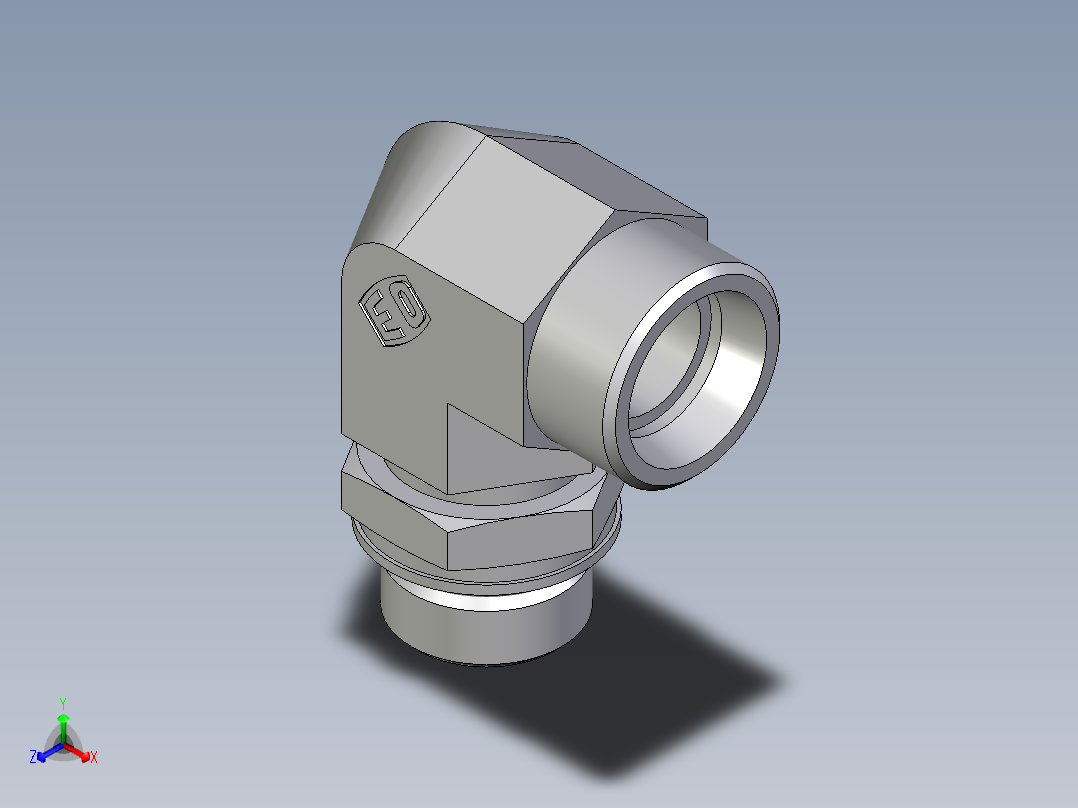 卡套式工业通用硬管接头EO_Adjustable_Locknut_elbow_WEE18LMOROMDCF正等轴测图