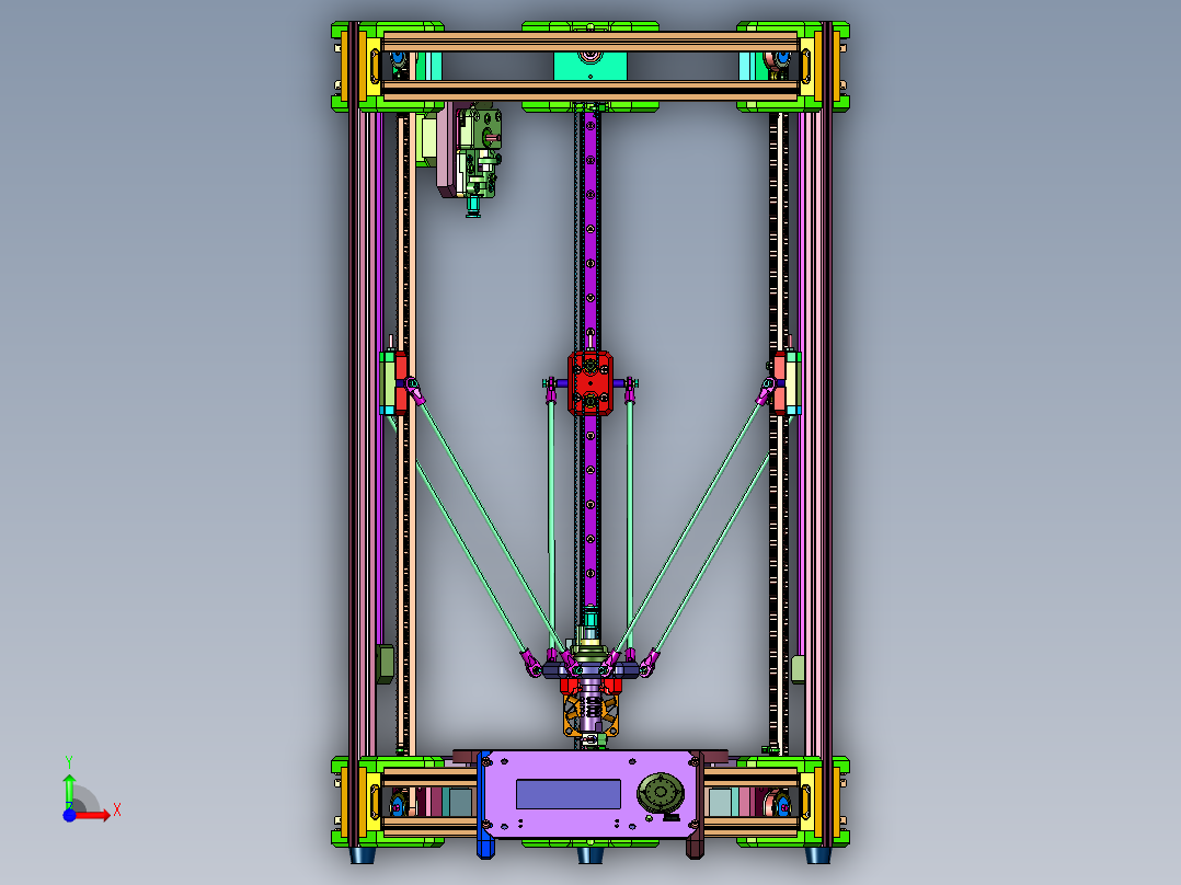 三角洲kossel并联臂调平三维打印机前视图