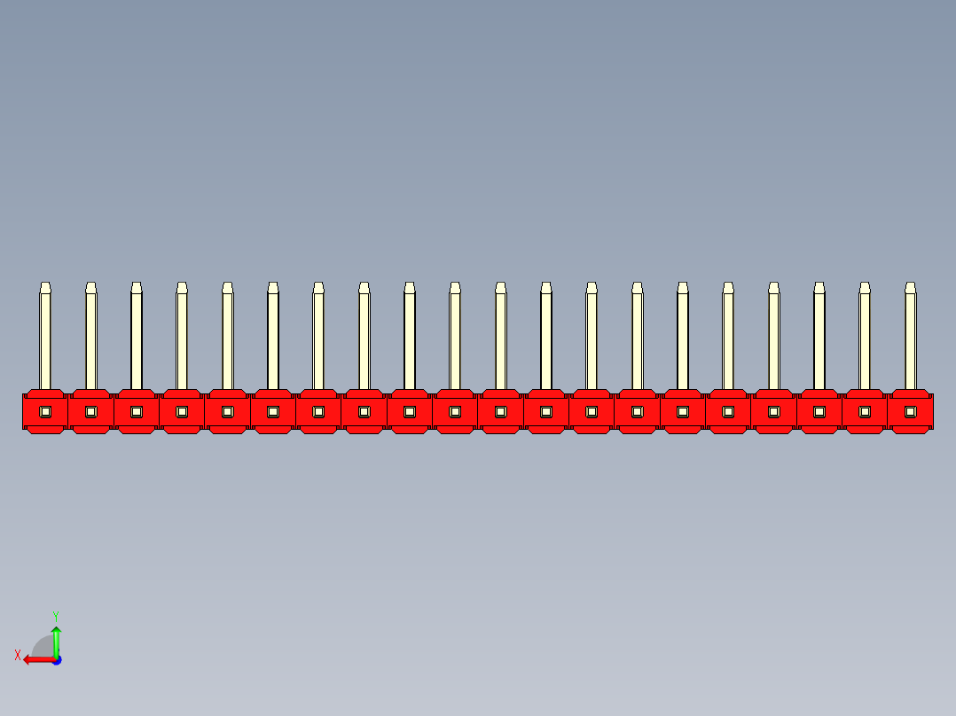 彩色公排针 100mil 2.54mm 系列-DS1022_red_20p_100mil_TypeU_rev1.0后视图