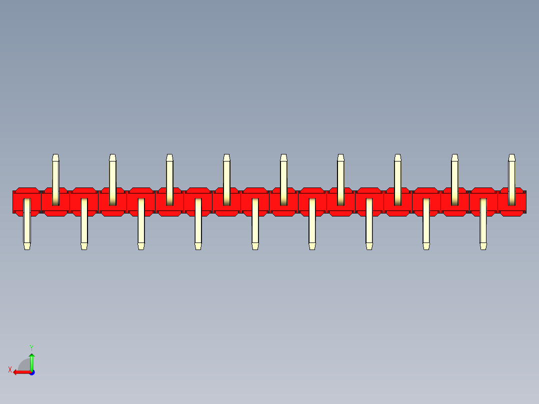 彩色公排针 100mil 2.54mm 系列-DS1022_red_18p_100mil_Type_SMT_R1_rev1.0后视图