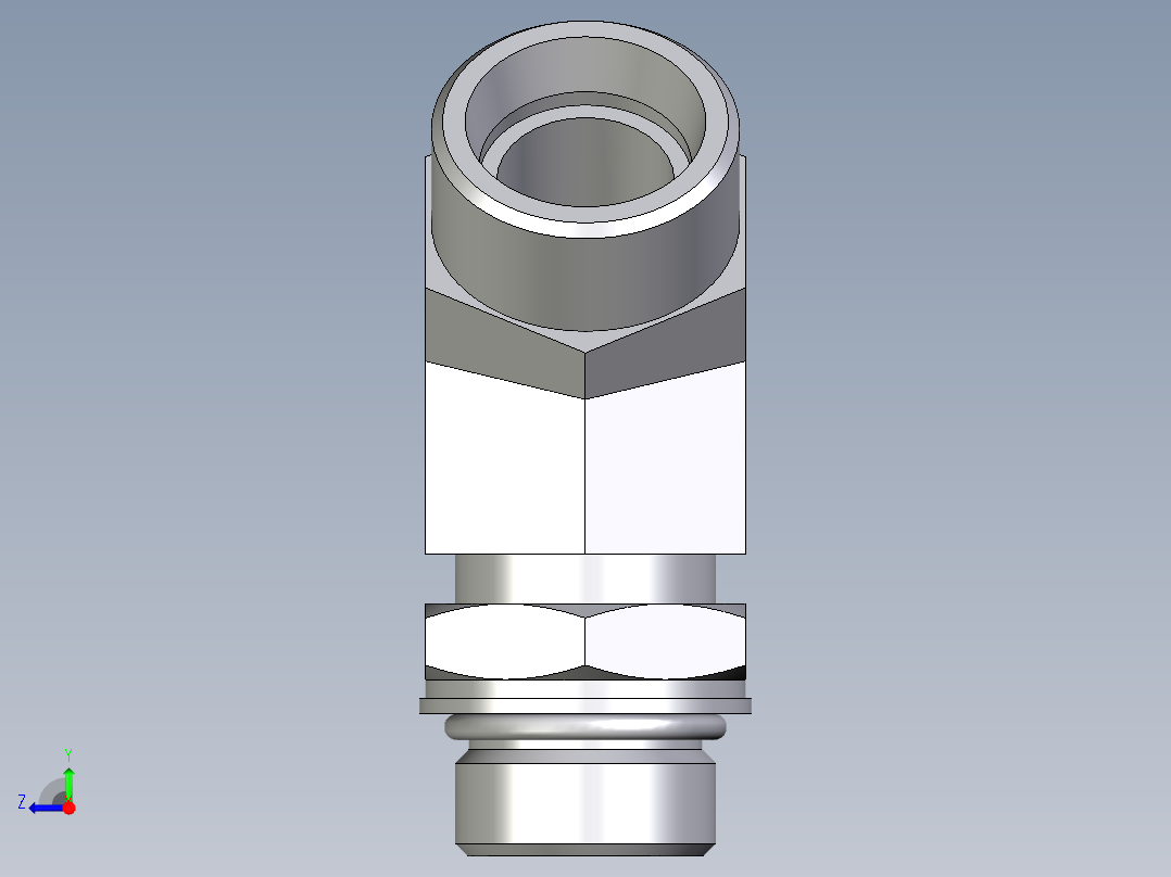 卡套式工业通用硬管接头EO_Adjustable_locknut_45_deg_elbow_VEE18LMOROMDCF右视图