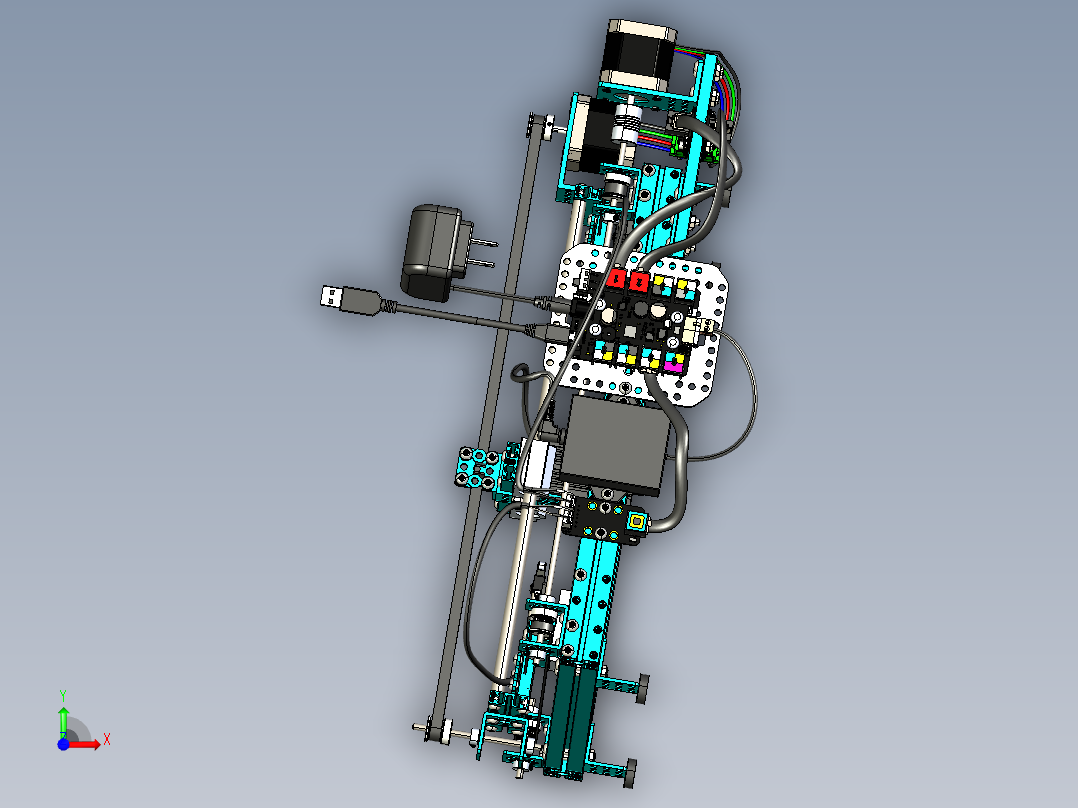微型激光雕刻机XY主轴结构前视图