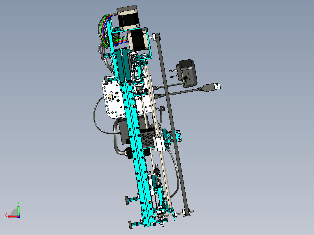 微型激光雕刻机XY主轴结构后视图