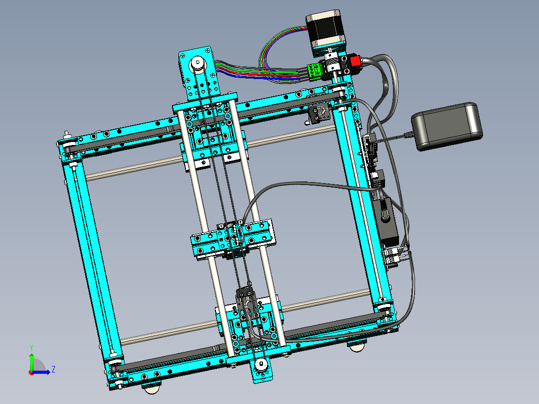 微型激光雕刻机XY主轴结构左视图