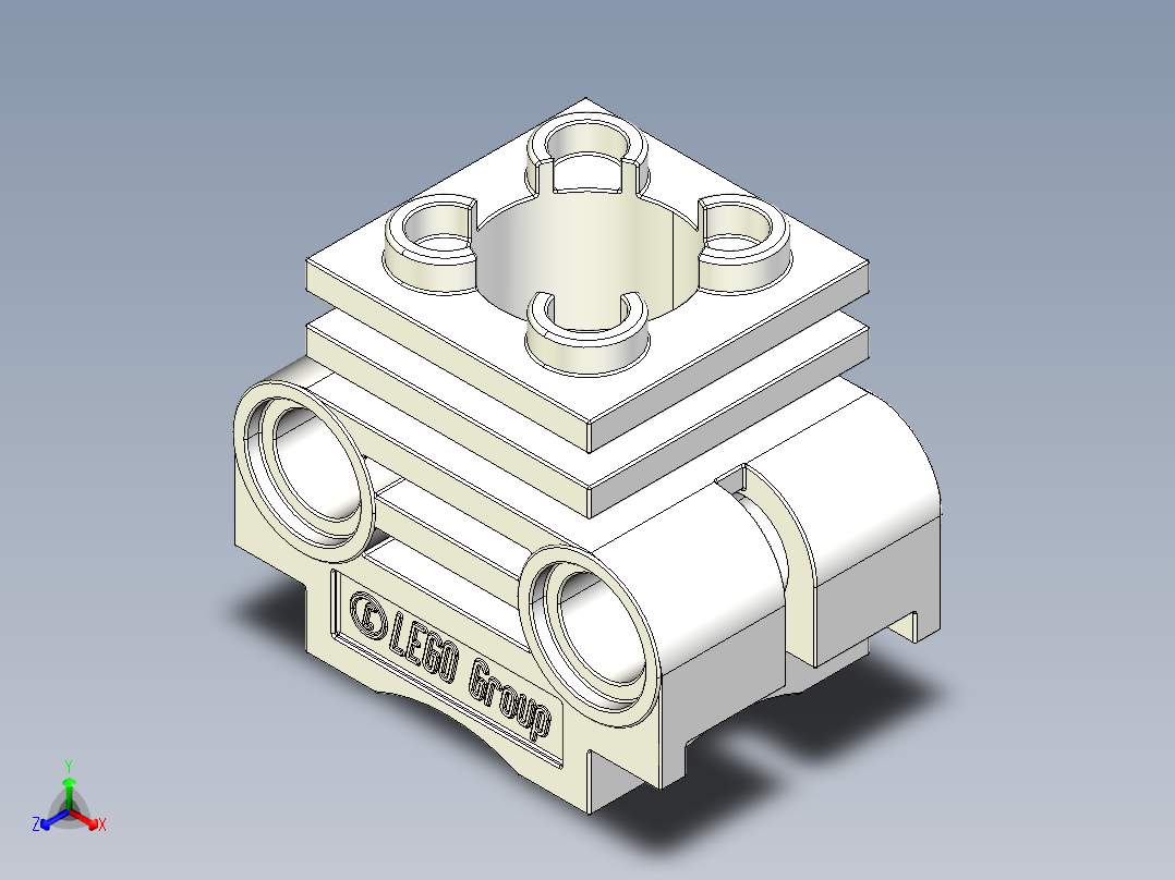 气缸电机-2850 Clear Technic Engine Cylinder Head正等轴测图