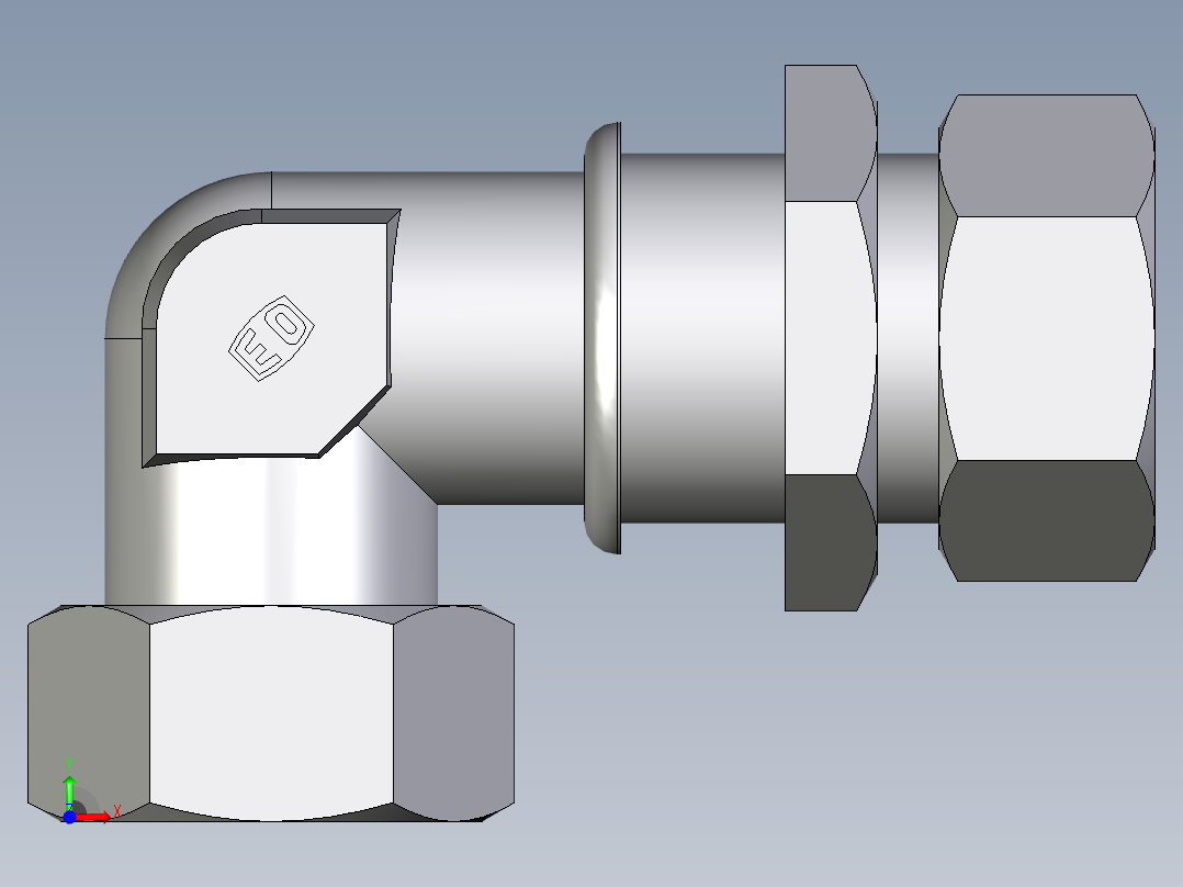 卡套式工业通用硬管接头EO_Bulkhead_elbow_WSV28LCF前视图