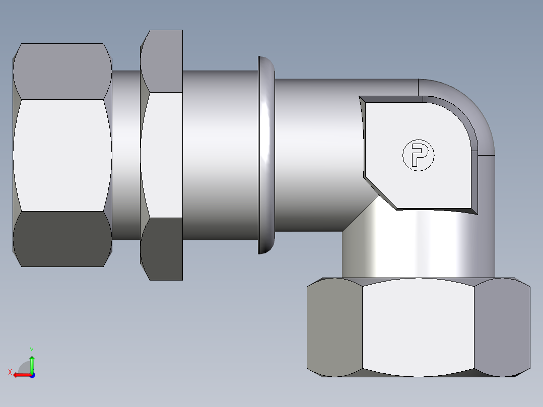 卡套式工业通用硬管接头EO_Bulkhead_elbow_WSV28LCF后视图