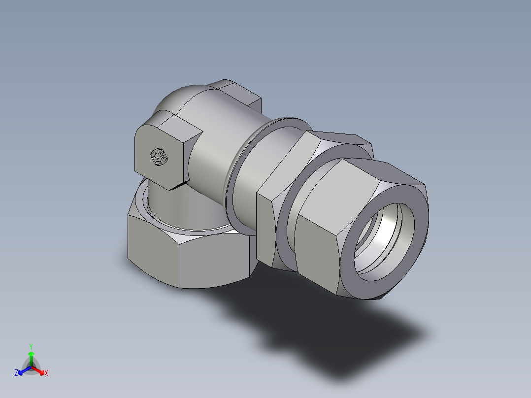 卡套式工业通用硬管接头EO_Bulkhead_elbow_WSV28LCF正等轴测图