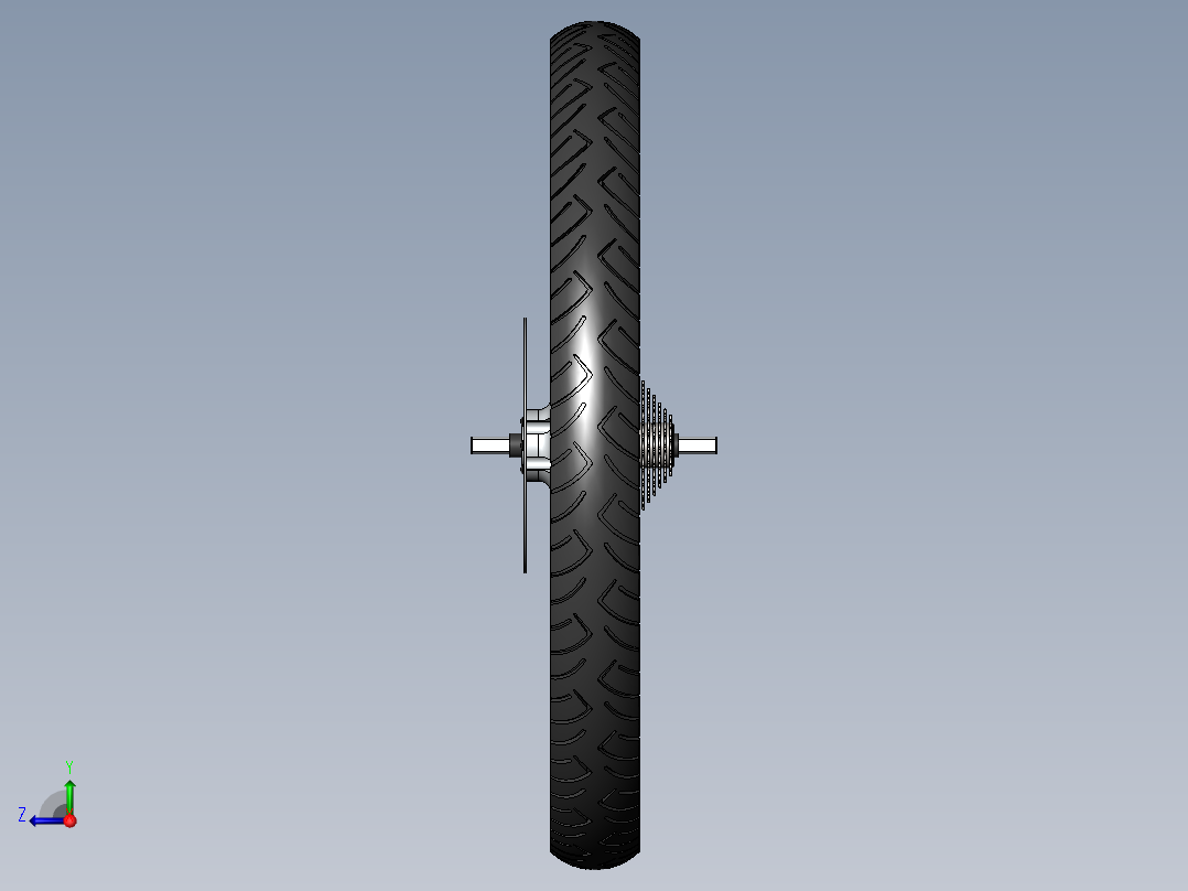 自行车后轮总成轮毂电机和盘式制动器--SW右视图