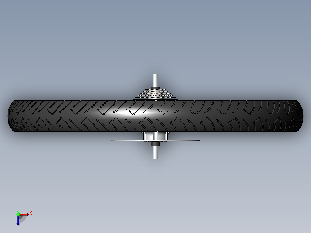 自行车后轮总成轮毂电机和盘式制动器--SW俯视图