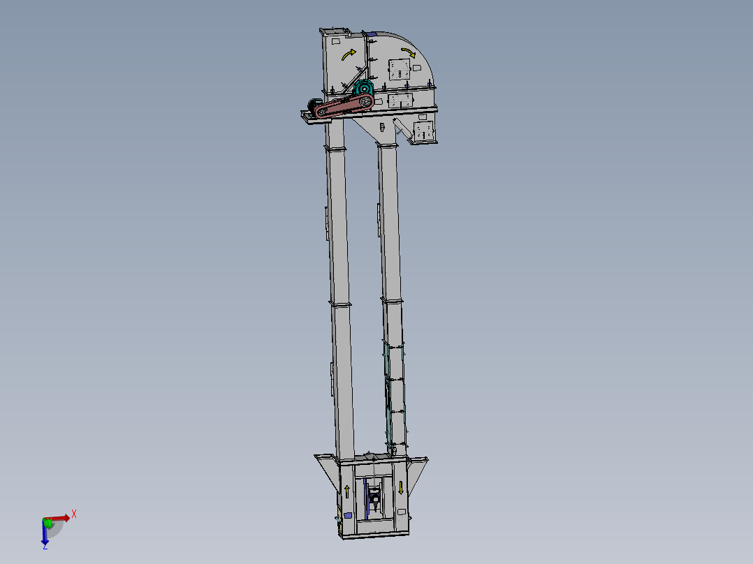 链斗升降机核心结构三维建模图纸 SOLIDWORKS设计主视图