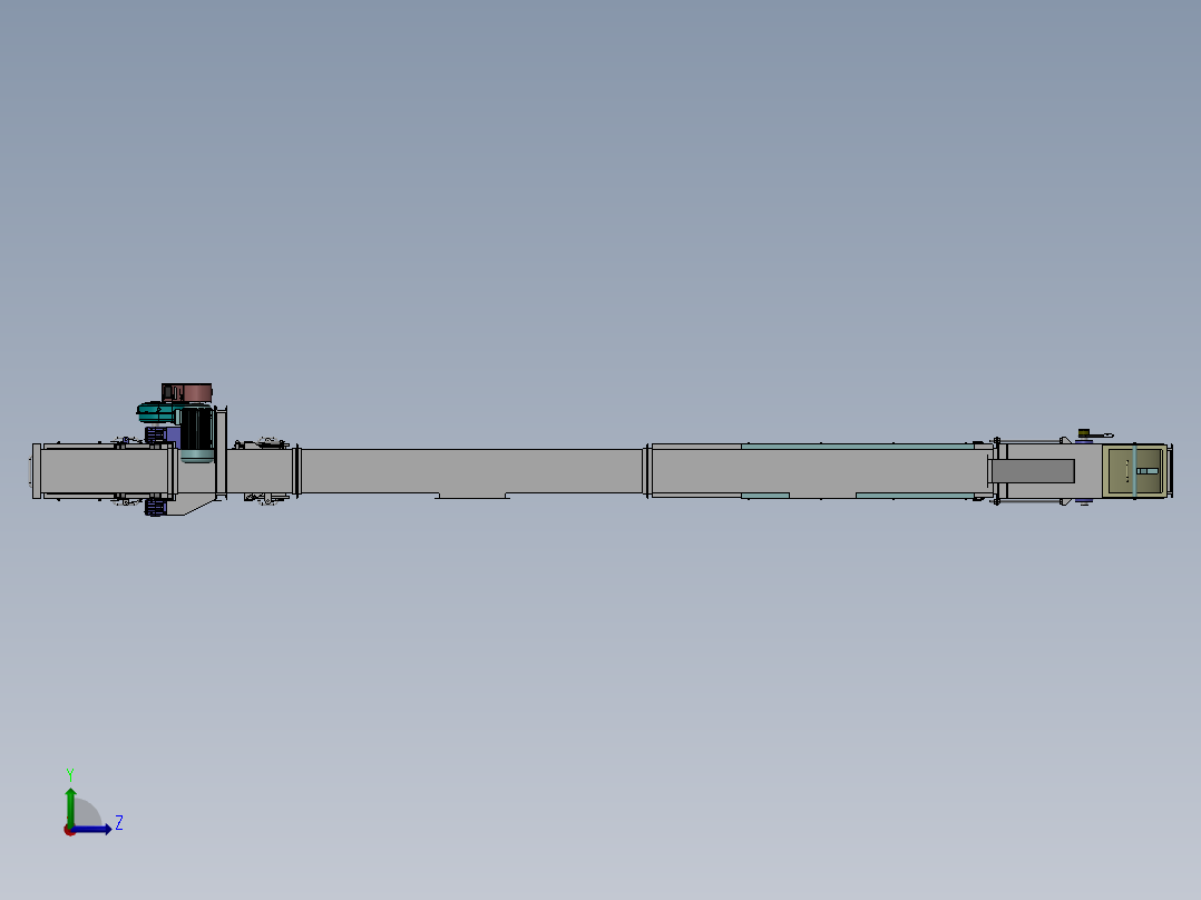 链斗升降机核心结构三维建模图纸 SOLIDWORKS设计左视图