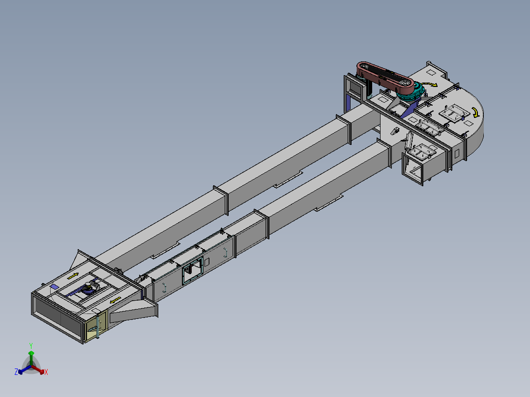 链斗升降机核心结构三维建模图纸 SOLIDWORKS设计正等轴测图