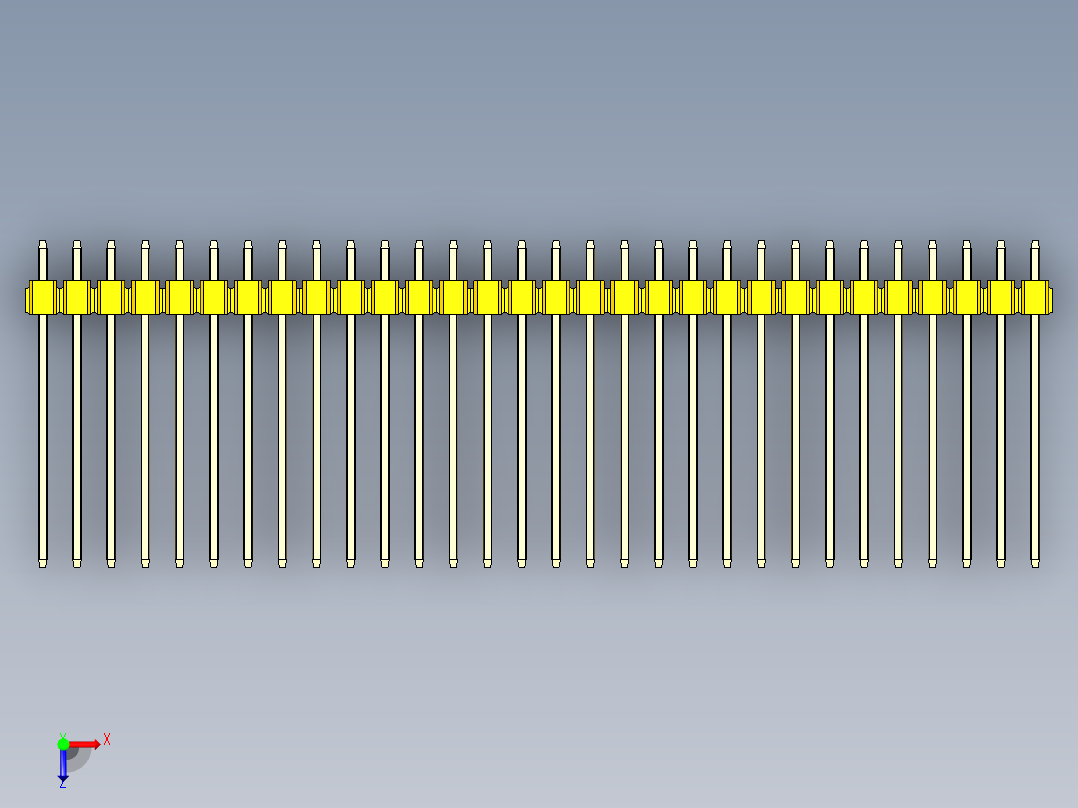 彩色公头100mil（2.54mm）系列-DS1021_yellow_1x30p_100mil_Type19_rev1.0俯视图