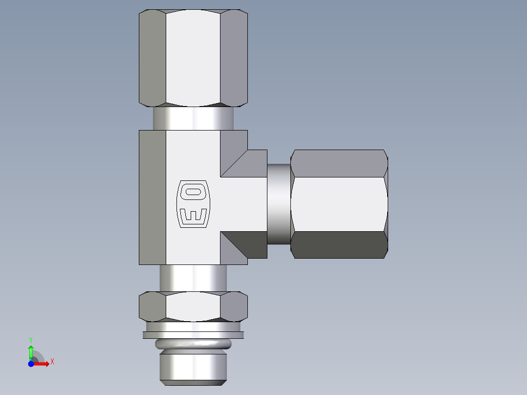 卡套式工业通用硬管接头EO_Adjustable_locknut_run_tee_LEE06LMORCF前视图