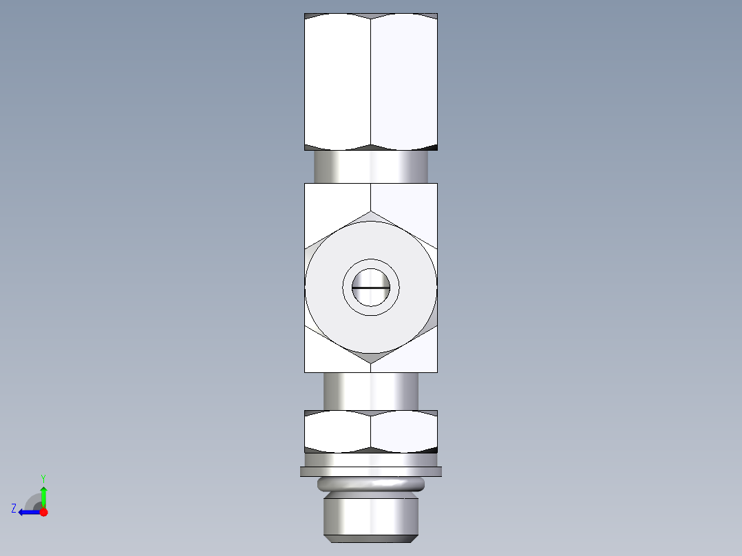 卡套式工业通用硬管接头EO_Adjustable_locknut_run_tee_LEE06LMORCF右视图