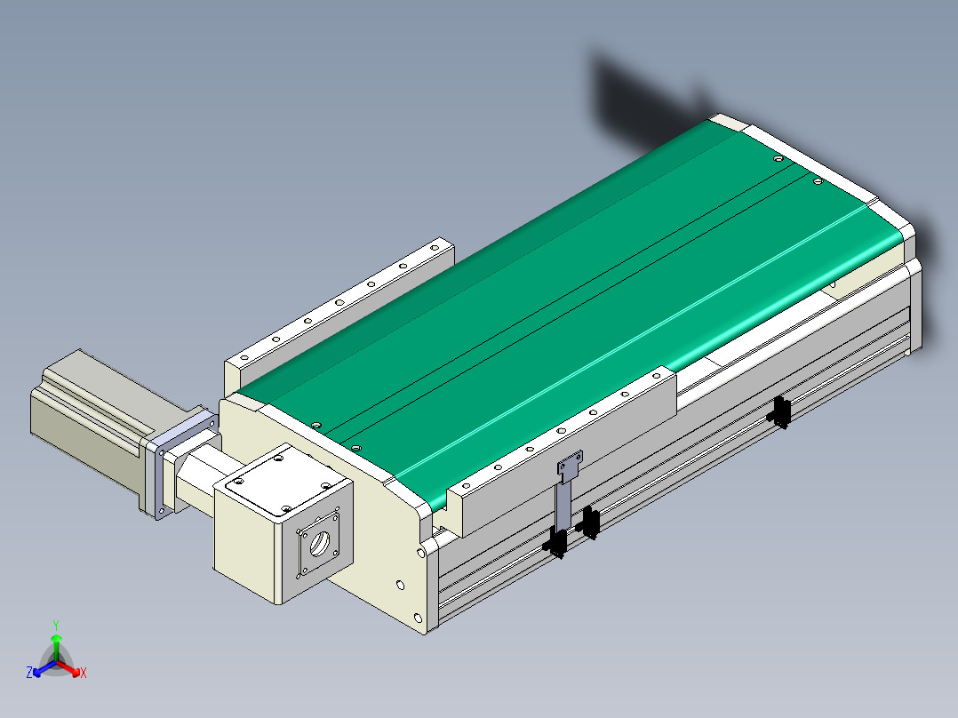 东锦同步带传动-直线滑台模组DH270B-C-L150-S200-BL-P750W-C3正等轴测图